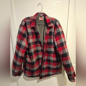 Wrangler Red and Black Plaid Jacket Size LARGE
